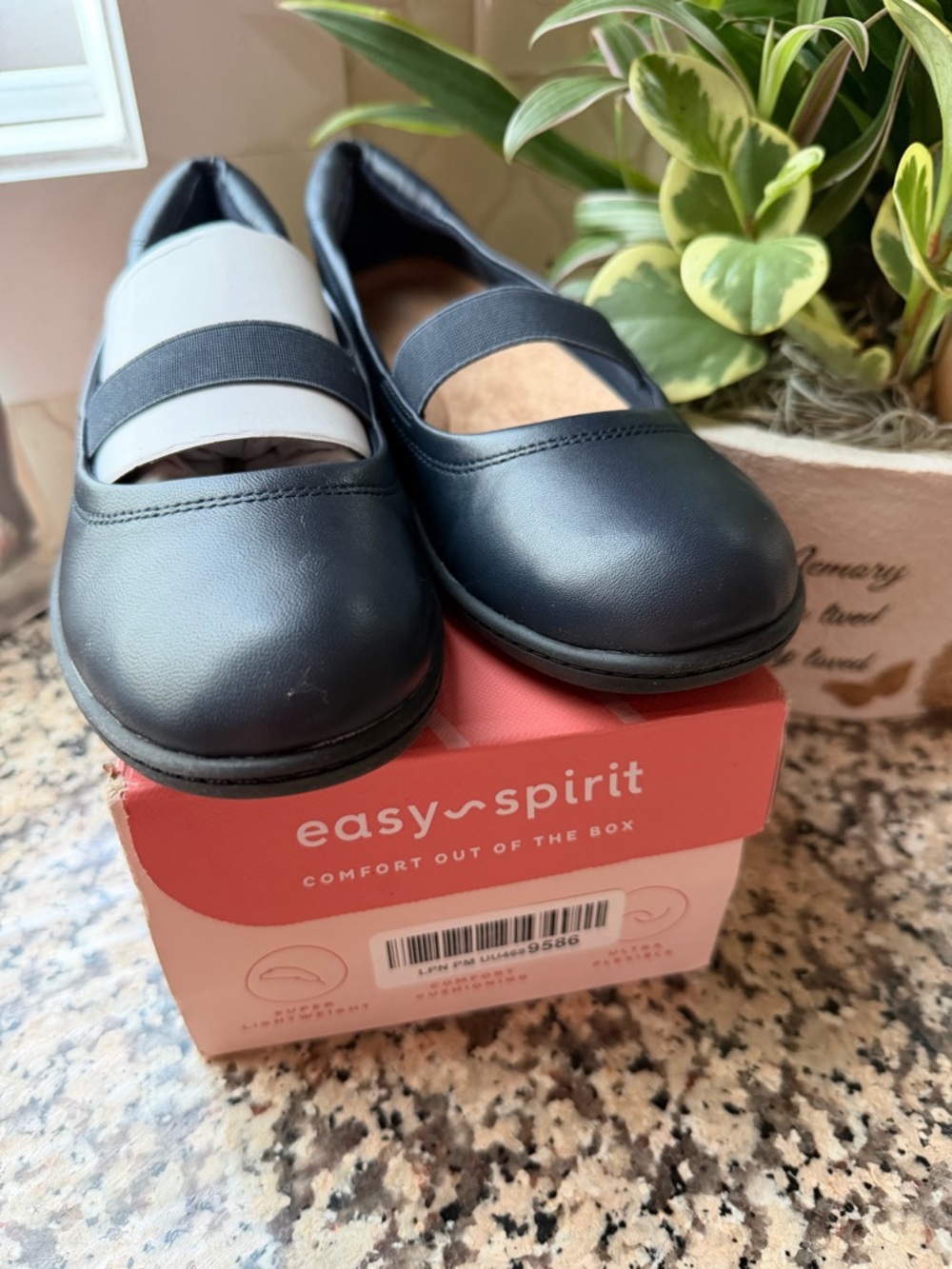 Easy Spirit Navy slip Ons Flats with Strap